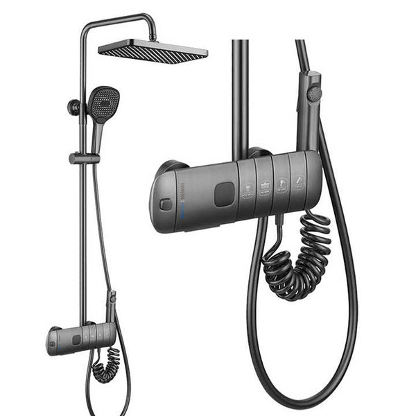 Brushed Grey Piano Key Thermostatic Shower Mixer Set