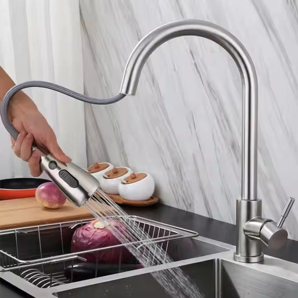Stainless Steel 304 Kitchen Faucet Pull-Out Sprayer Mixer Tap