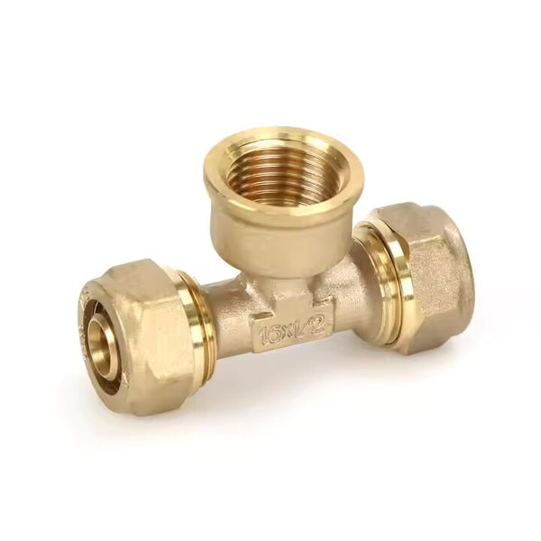Brass Compression Tee with Female Connector