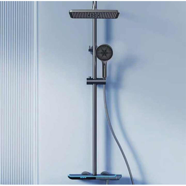 Gun Gray Chrome Shower Set with Digital Display & Piano Key Switch