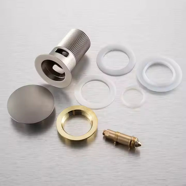 Gold Electroplate Push-Down Pop-Up Bathroom Sink Drain Filter (No Overflow)