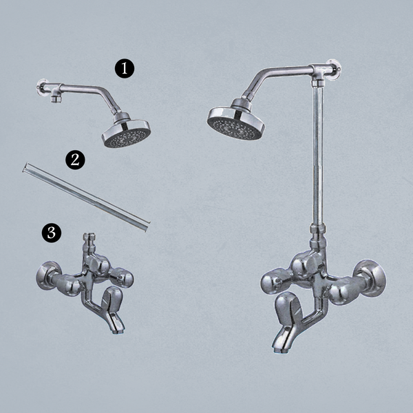 Wall Shower Complete Set Model 027 - Supreem (Plastic Head Chrome)
