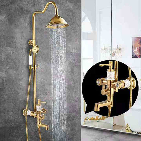 Luxury Vintage Brass Full Golden Shower Set