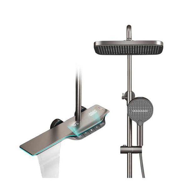 New LED Thermostatic Display Shower Set – Wall Mounted Gunmetal Finish