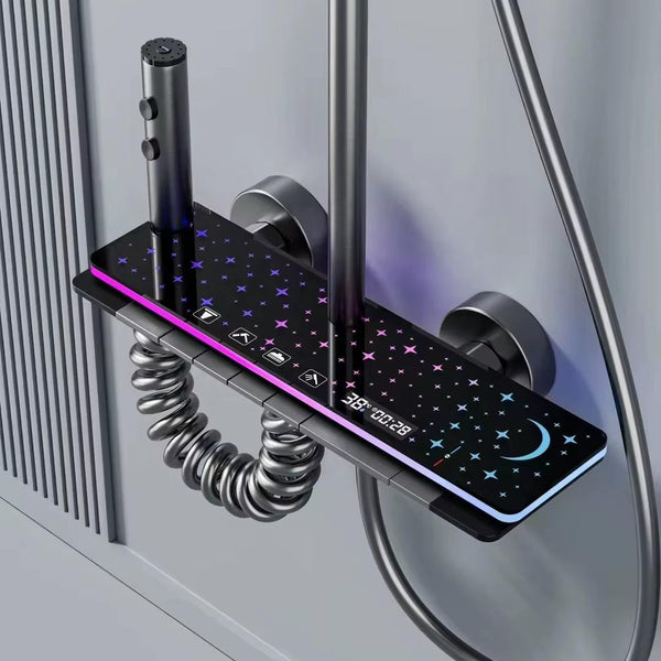 Aluminum Alloy Metering Faucet Shower Set Wall-mounted LED Digital Display Luxury Shower System