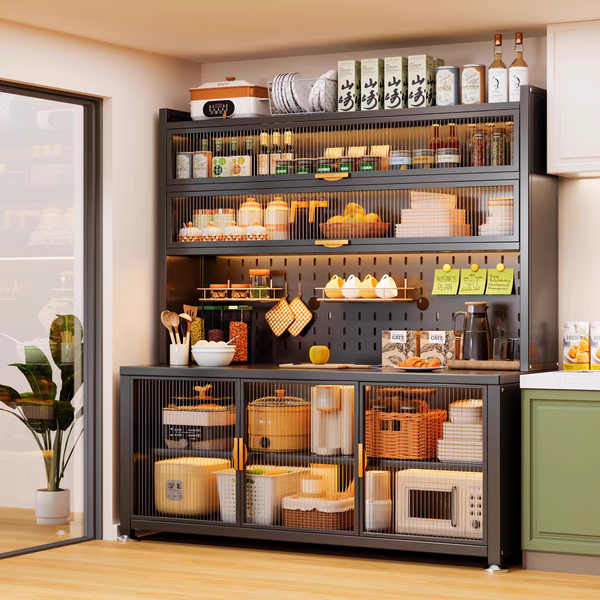 Kitchen Cabinet Appliance Storage Cabinet Metal Sideboard Cabinet With Power Outlet