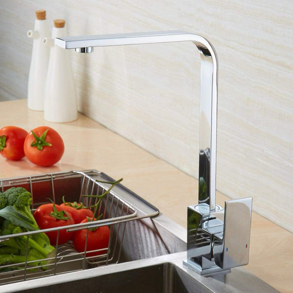 Flat Square Stainless Steel 360 Swivel Kitchen Faucet/Tap