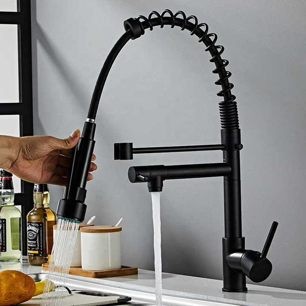 Spiral Deck Mounted Water Mixer Tap/Faucet Dual Spout Kitchen Sprayer